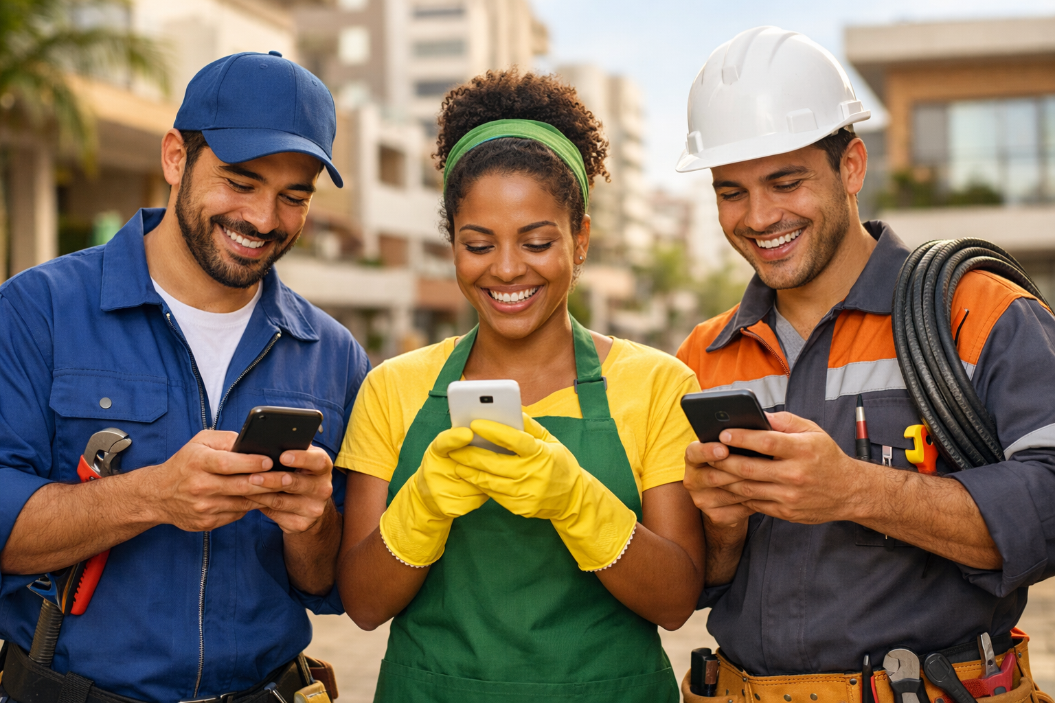 Profissionais de serviços usando a Vorlynt